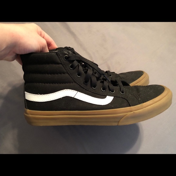 vans black gum hi tops